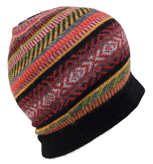 Black multi color hat