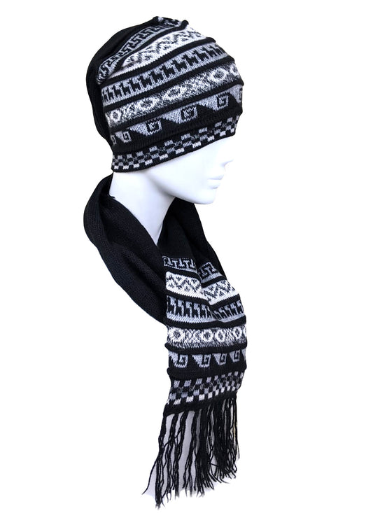 Alpaca Beanie Hat and Scarf One Piece